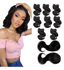 5pcs Remy Closure & Bang 8" BODY WAVE Natural Black