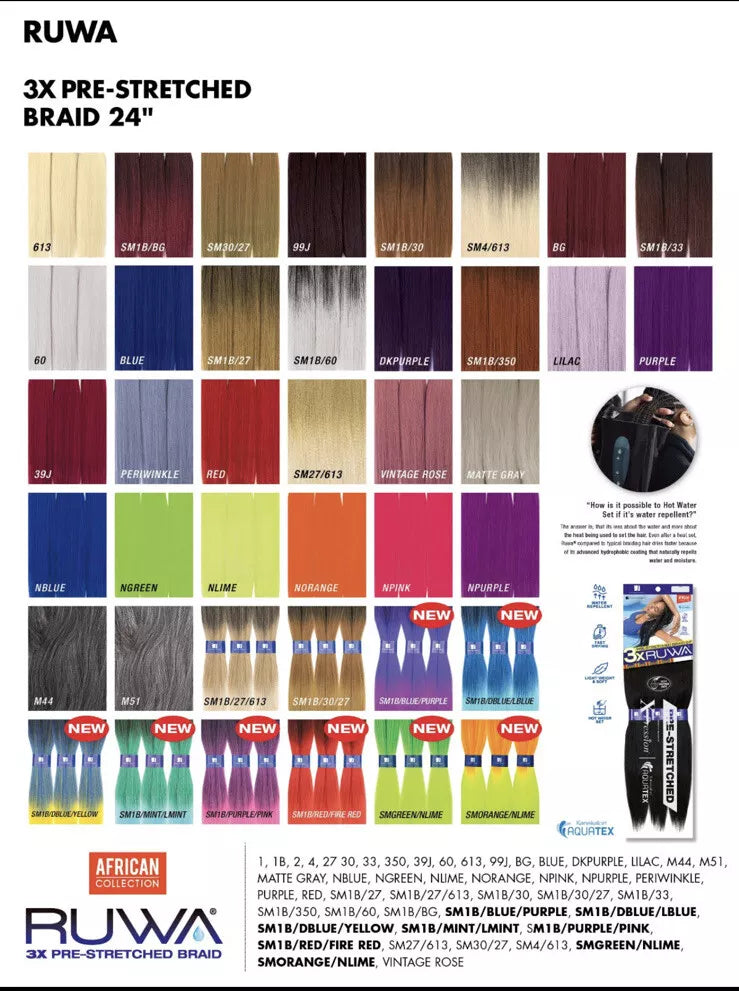 3X Ruwa Pre-Stretched 24" Colors