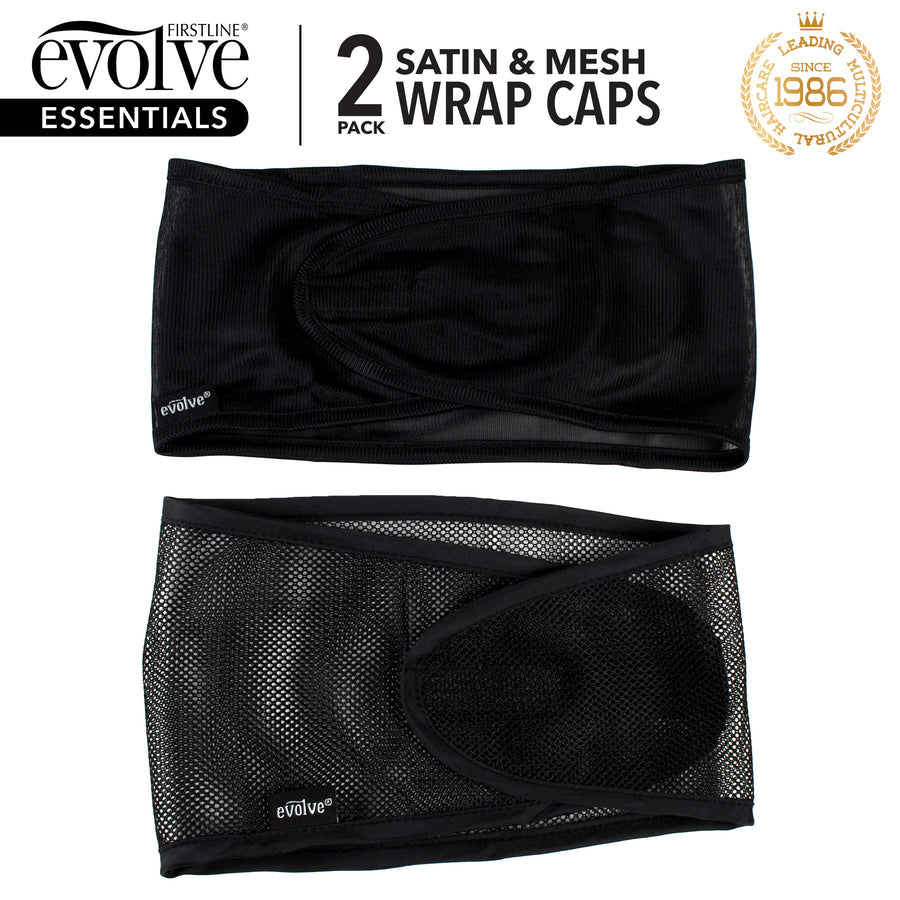 Evolve Satin & Mesh Wrap Cap Blk 2pk