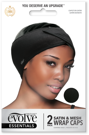 Evolve Satin & Mesh Wrap Cap Blk 2pk