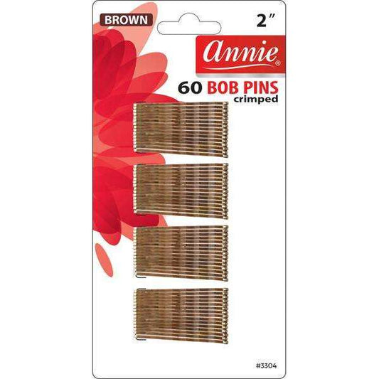 Annie Bob Pins 60 Count-3304 : Brown 2"